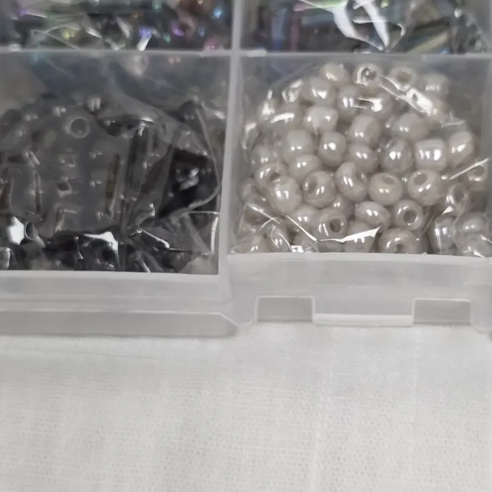 Mixed Jewelry Making Bead Assortment in Organizer Case Glass Plastic Metallic